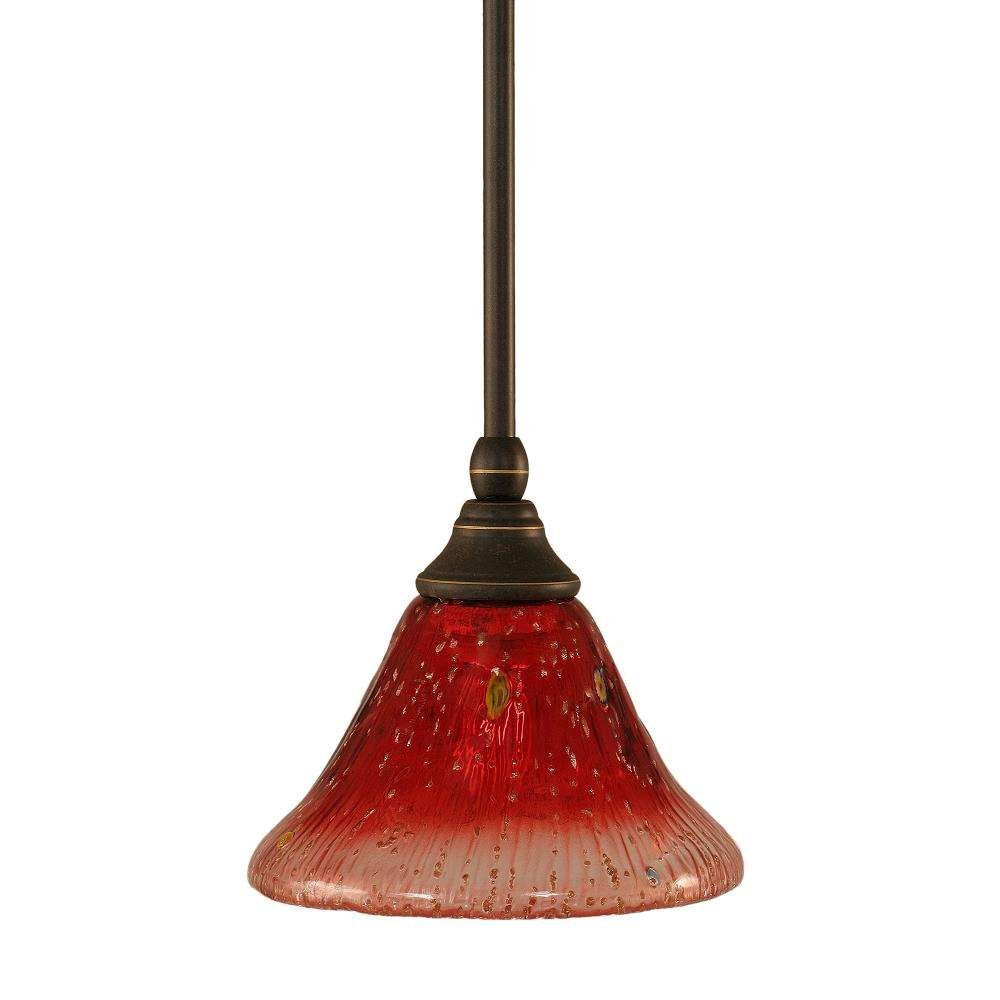 Toltec Lighting 23-Dg-756 Stem Mini Pendant With Hang Straight Swivel With 7&quot; Raspberry Crystal Glass, Dark Granite Finish