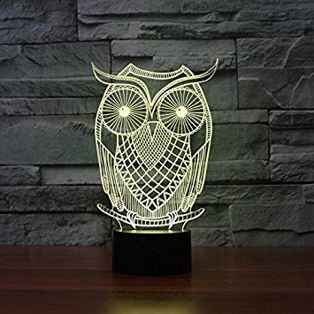 Superniudb 3D Owl Night Light Table Light 3D Lamp Table Lamp 3D Led Usb 7 Color Change Led Table Lamp Xmas Toy Gift