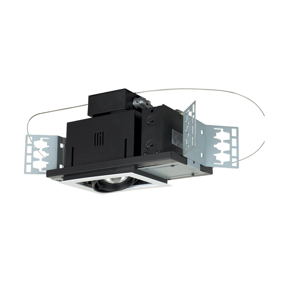 Jesco Lighting Mgp20-1Wb Modulinear Directional Lighting For New Construction, Double Gimbal Par20 1-Light Linear, Black Interior With White Trim