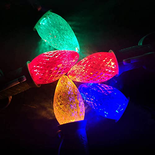 Rainmin Durable 25 Sets Of C7 Led Christmas Light Bulbs,Led Light Bulbs Holiday Decoration,E12 Faceted Multicolored Diammable Bu