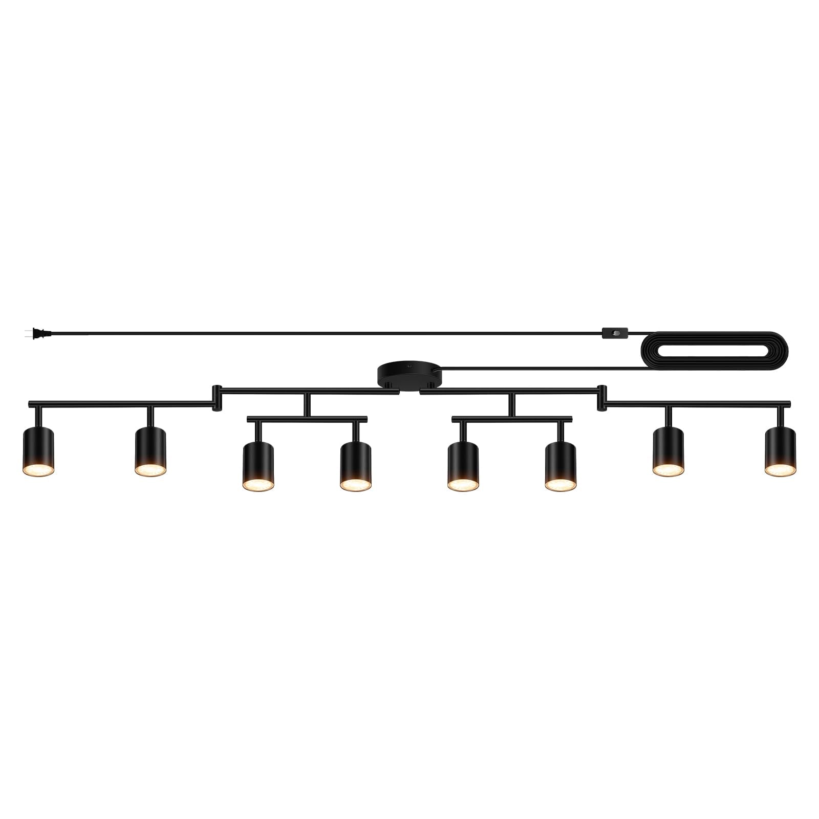 Plug In Track Lighting Led  Track Lighting Fixtures Ceiling  Black 8-Light Kitchen Light Kit  Plug In Wall Light With 14.8Ft Power Cord  Rotatable Ceiling Spotlight For Bedroom(Gu10 Socket  No Bulb)