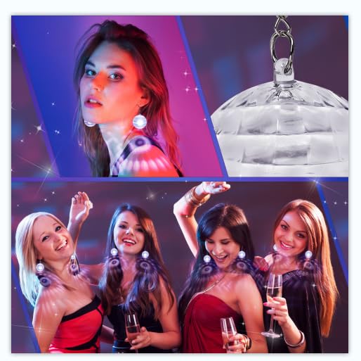 RAHAN LED Earrings Disco Ball - Rechargeable Light-Up Earrings for Women, Multi-Color, Model: disco-rgb