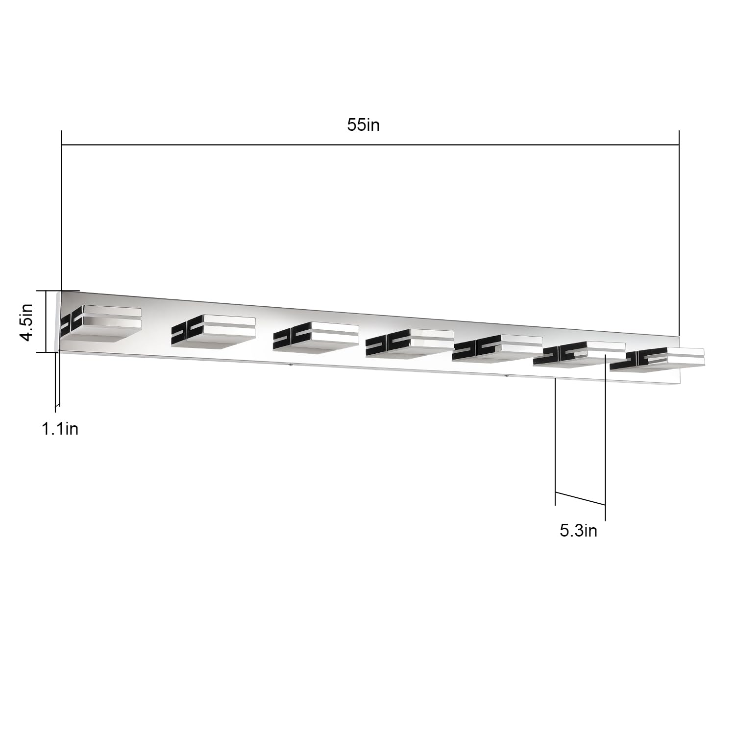 Sinerise Led Modern Bathroom Vanity Light Fixtures (7-Light, 55-Inch), Chrome Modern Acrylic Bathroom Wall Lighting Fixtures Ove