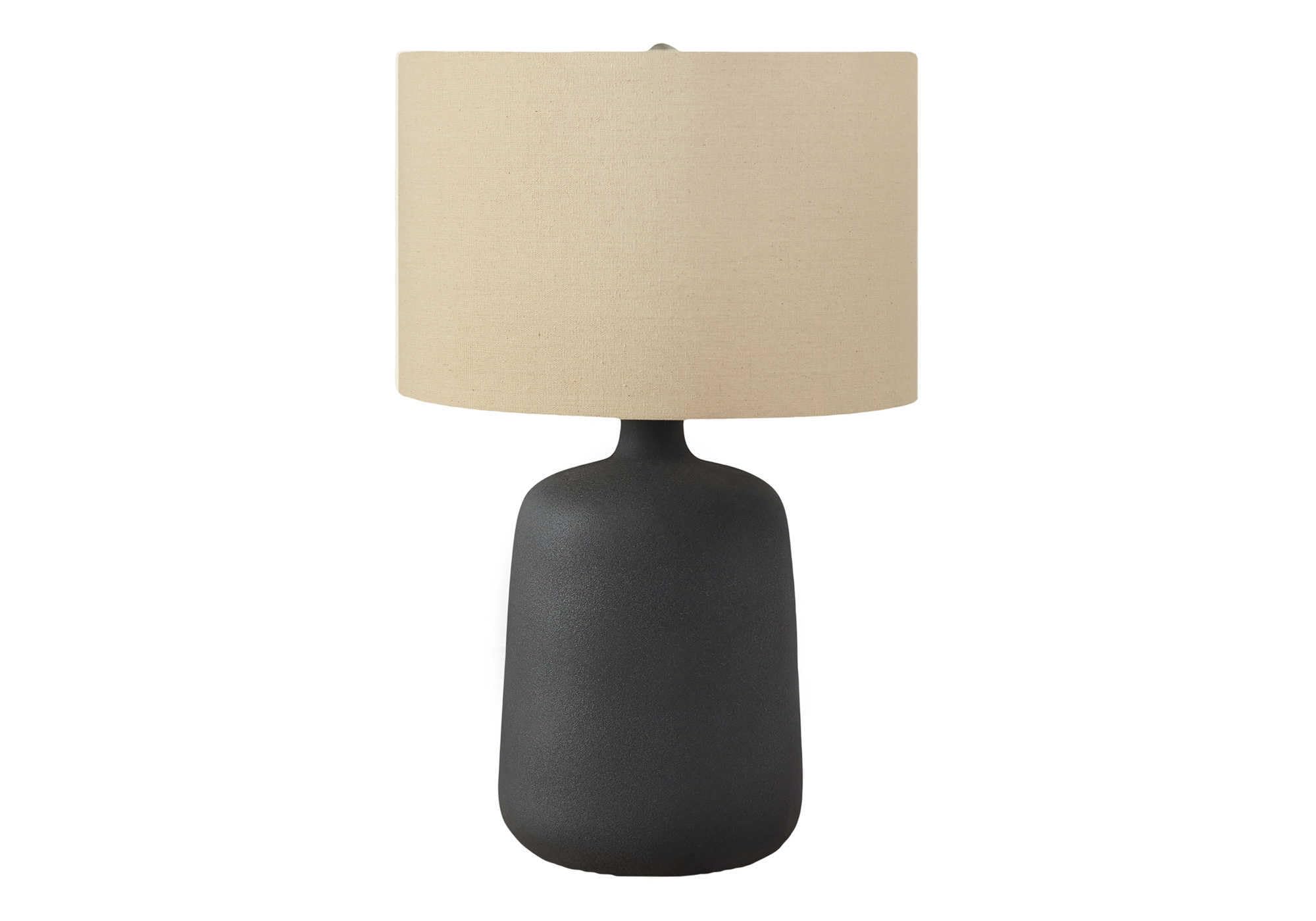 Monarch Specialties I 9635 Table Lamp, Black Ceramic, Beige Shade, 15inL x 15inW x 23.5inH