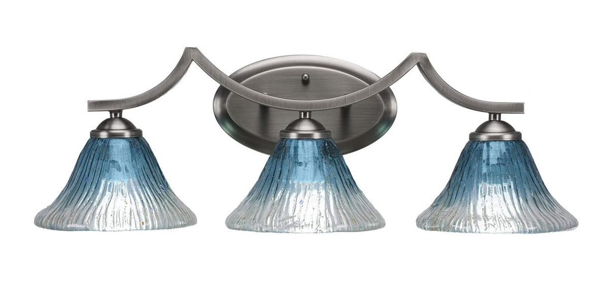 Toltec Lighting 553-Gp-458 Zilo 3 Light Bath Bar With 7&quot; Teal Crystal Glass
