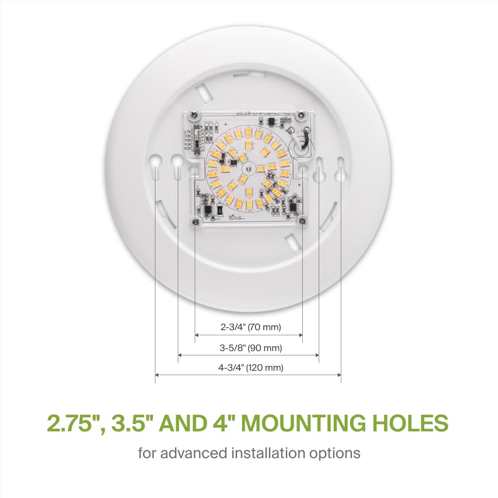 ASD LED Disk Lights 6 Inch, 15W 5CCT 2700K-5000K, Dimmable Flush Mount, White, Model ASD-LDS-6D15