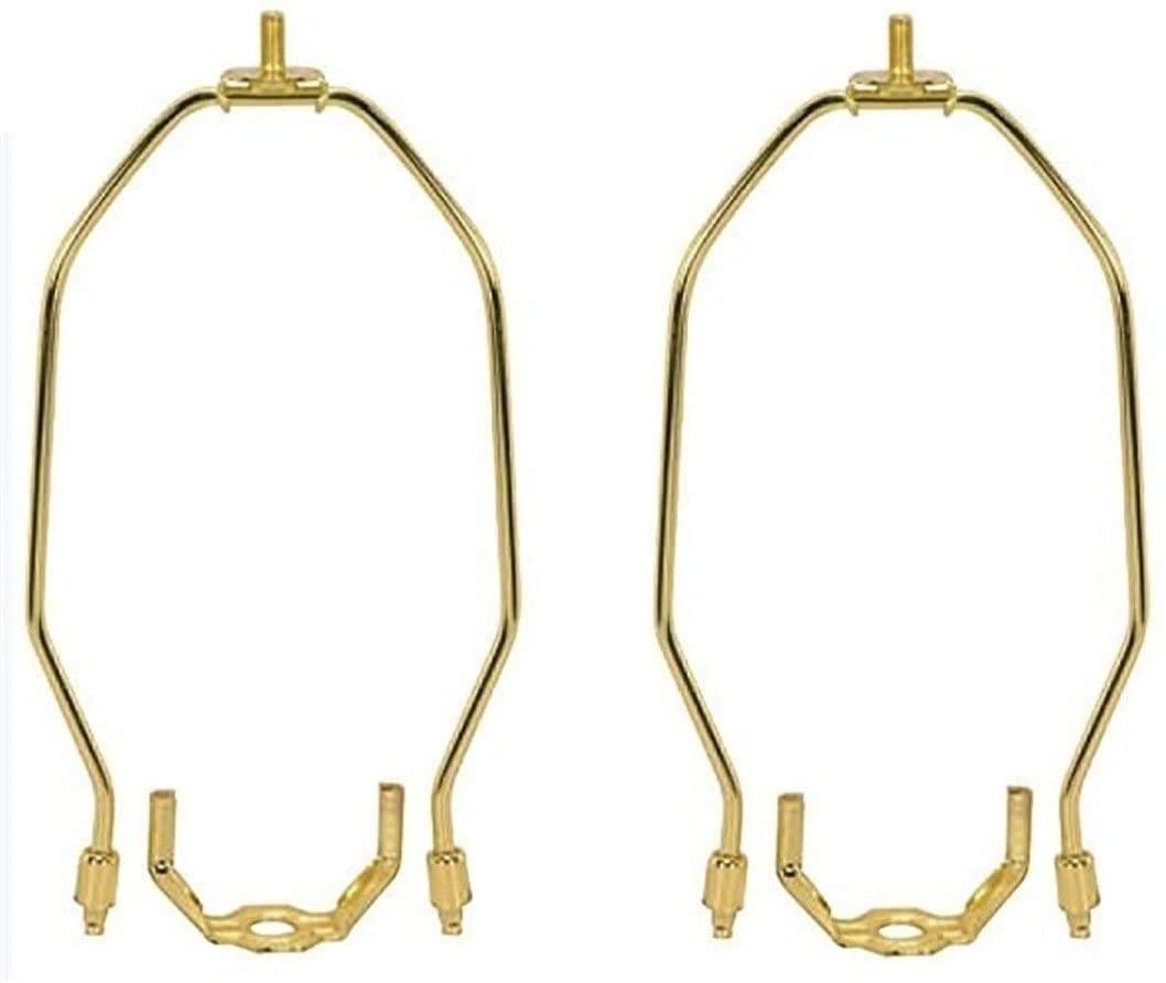 Dysmio Lighting 6 Inch Heavy Duty Lamp Harp Fitter for Lamp Shades Polished Brass Finish Pack of 2