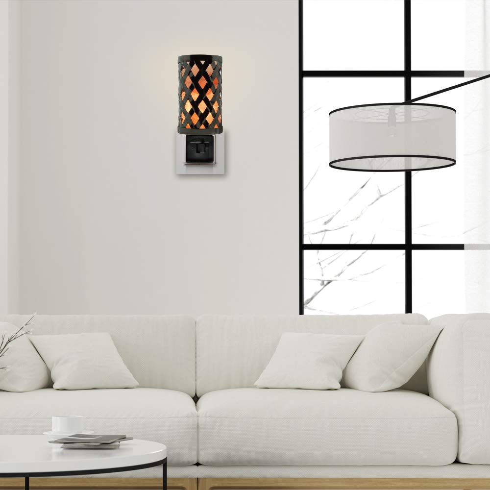 Himalayan Glow Salt Lamp Night Light with Pink Salt Chunks, 360° Rotatable Wall Plug, Orange, Model 1809