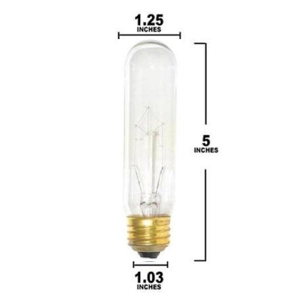 Kor 40T10/120V -Tubular - 120V - Medium (E26) Base - Incandescent Light Bulb (Clear, 40 Watt-4 Pack)