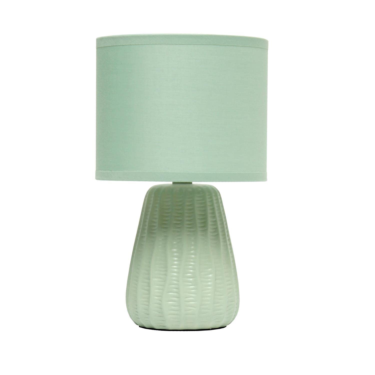 Simple Designs Ceramic Mini Desk Lamp, 11.02in Sage Green, Model LT1138-SGE, Matching Fabric Shade for Bedroom, Living Room, Entryway