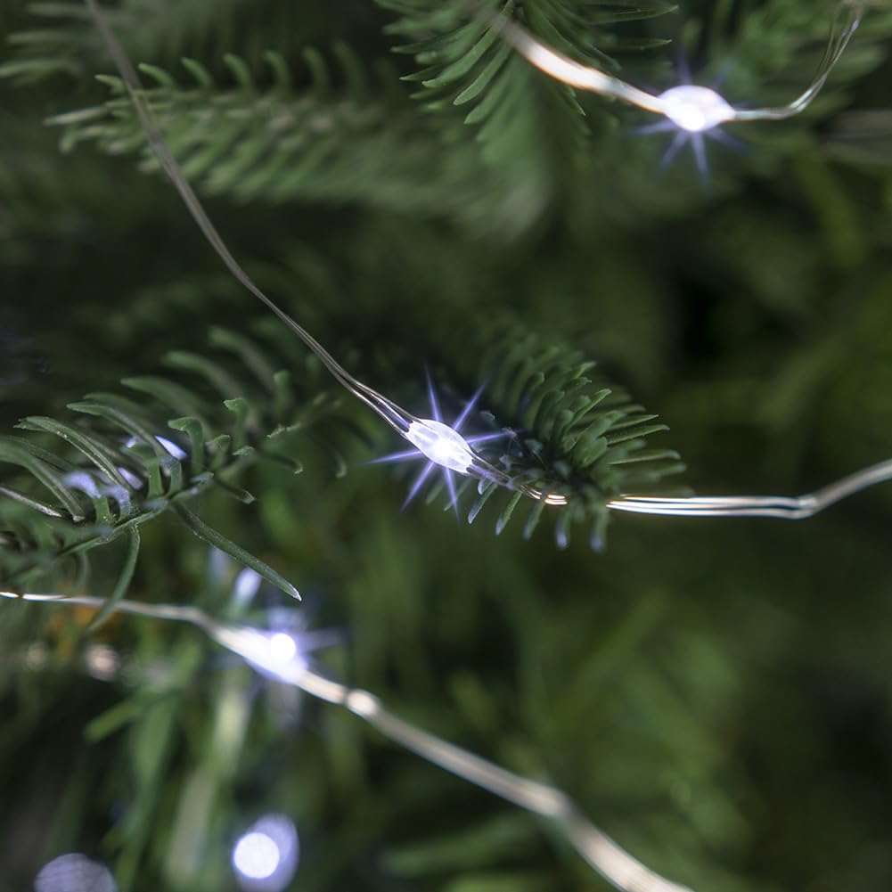 PCORES 100FT Fairy Lights 300 LED Cool White Silver Wire Remote Control Indoor Outdoor Plug in String Lights for Bedroom Living