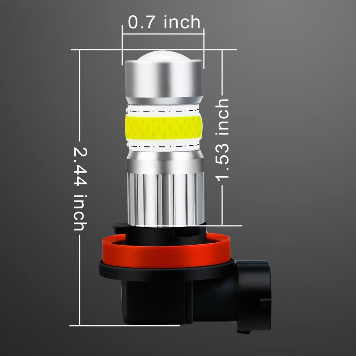 Alla Lighting H8 H11 LED Fog Light Bulbs, 2800lm, 6500K Xenon White, Aluminum, Model: COB-72 SMD, Replacement for Cars & Trucks