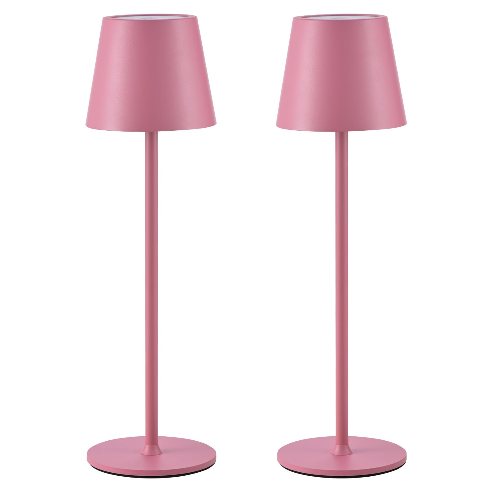BGFHome Cordless LED Desk Lamp, 5000mAh Rechargeable, Touch Control, Pink, 2-Pack