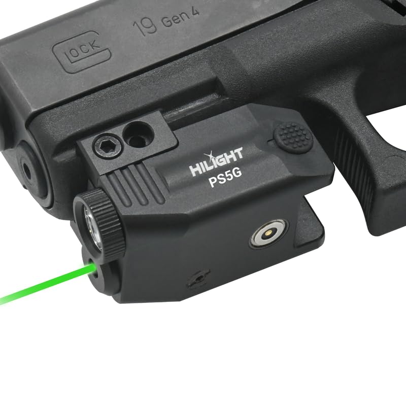 HiLight Tactical Primal Series - 400 Lumens Flashlight w/Strobe & Single Green Laser - Aircraft Grade Aluminum, Magnetic Recharg