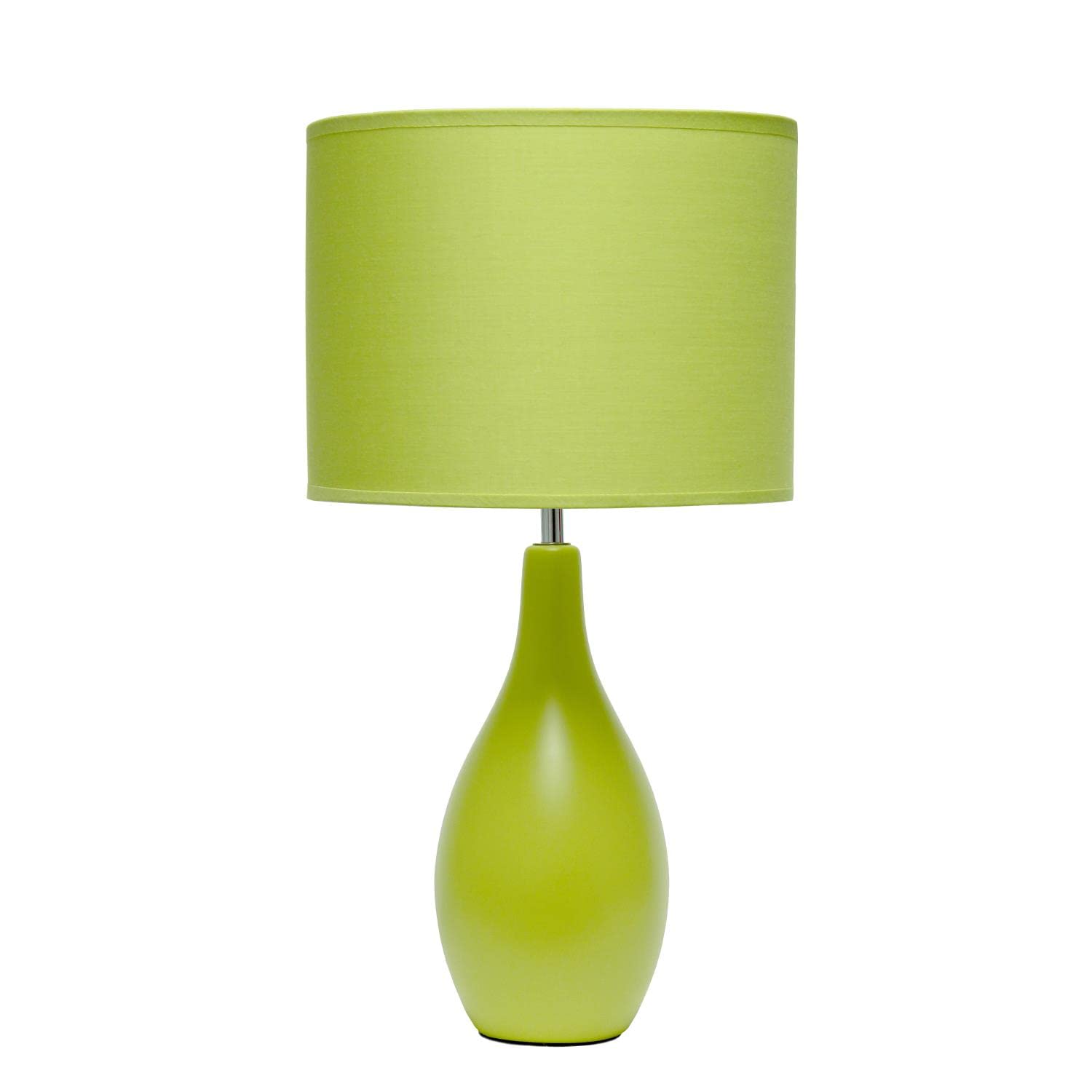 Creekwood Home Green Ceramic Dewdrop Table Desk Lamp With Fabric Shade, 18.11&quot;