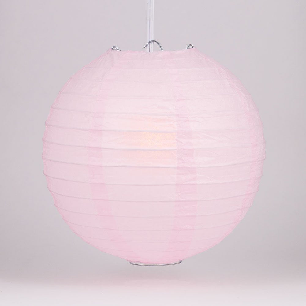Luna Bazaar Enhanced Decorative Paper Lantern - (Single  6-Inch  Red  Parallel Ribbing) Round Paper Lantern - Ideal Wedding and Party Decor or Home Accent  Lighting Optional