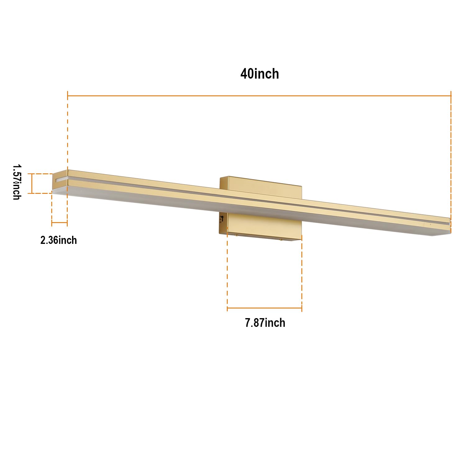 Sinerise Led Modern Bathroom Vanity Light Fixtures (40-Inch, 3000K/4000K/6000K, Dimmable), Gold Modern Acrylic Bathroom Wall Lig