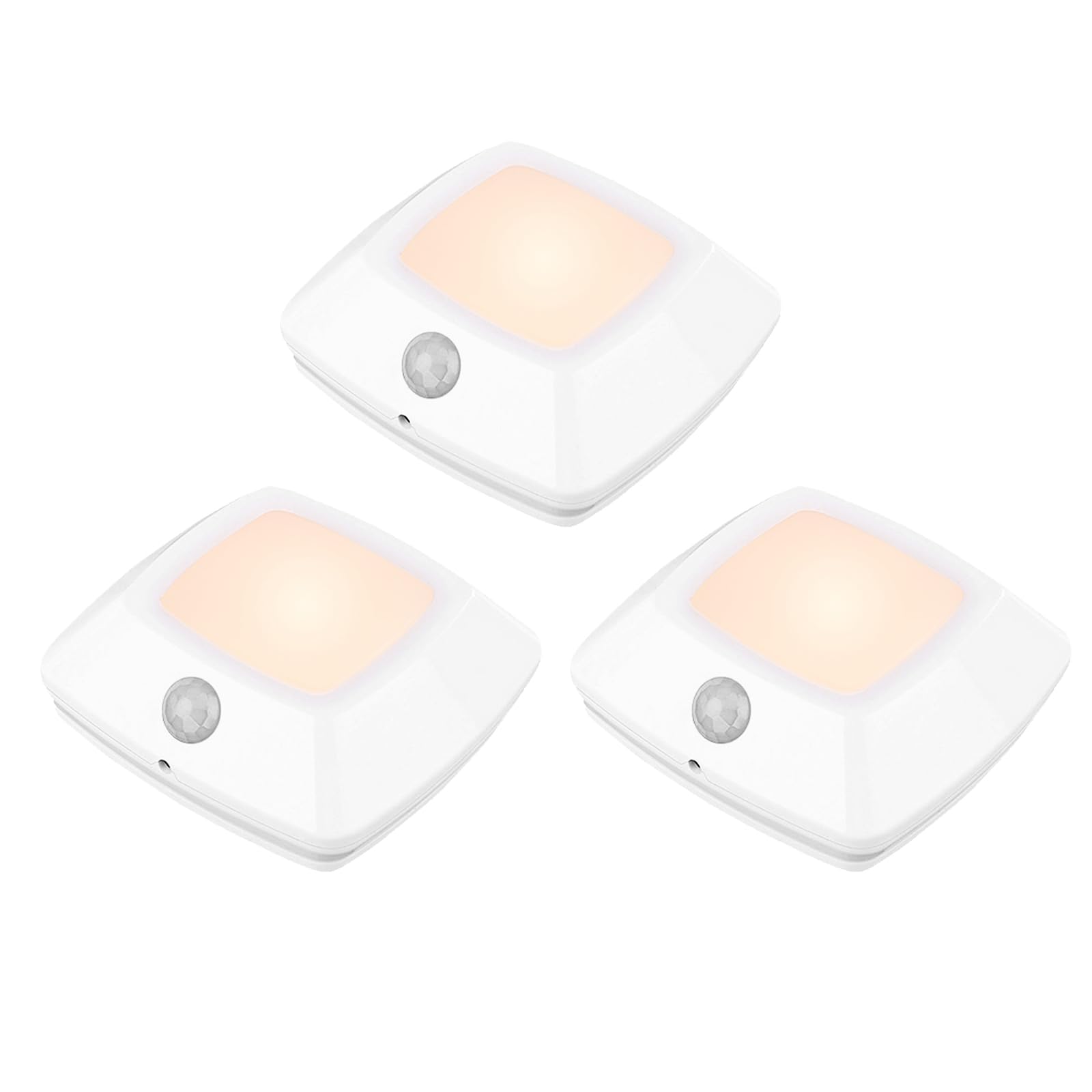 BIGMONAT Motion Sensor Tap Light, Battery Operated, 3 Inch, Plastic, White, 3 Pack, Model B17M-3, Easy to Install, Wireless Puck Lights