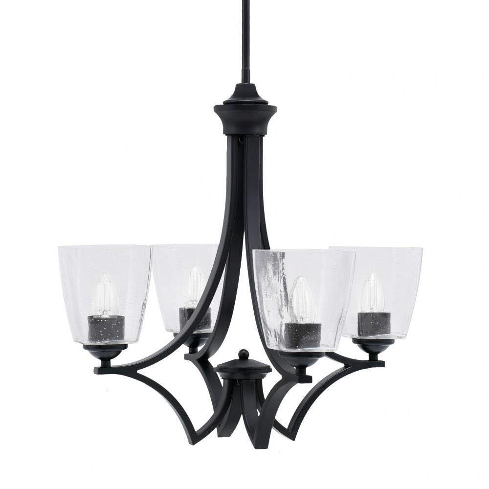 Toltec Lighting 564-MB-461 Zilo - 4 Light Uplight Chandelier-19.75 Inches Tall and 19.5 Inches Wide, Finish Color: Matte Black, Glass Color: Clear Bubble