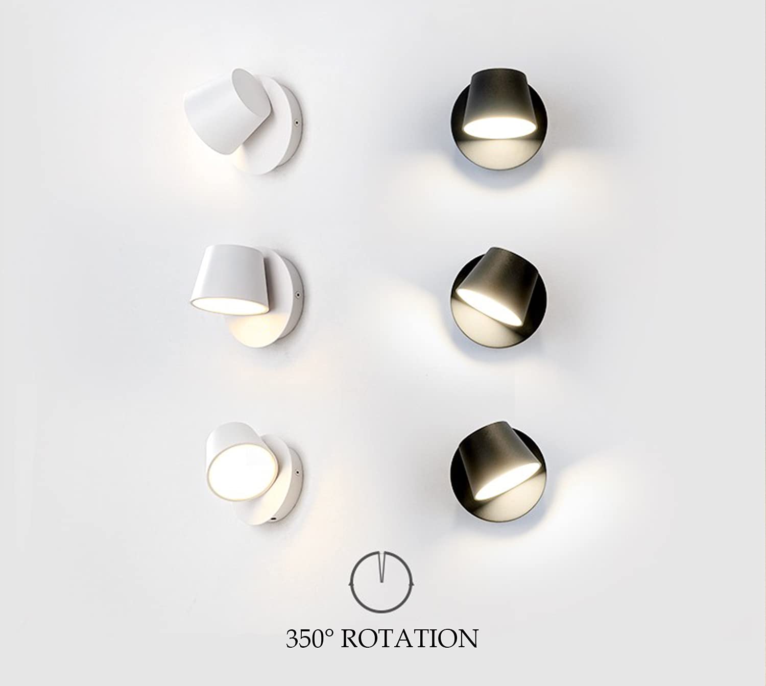 Luzden Mini Modern Led Bedside Reading Wall Lamp Plug In Cord With On Off Toggle Switch Lighting Fixture Rotation Adjustable San