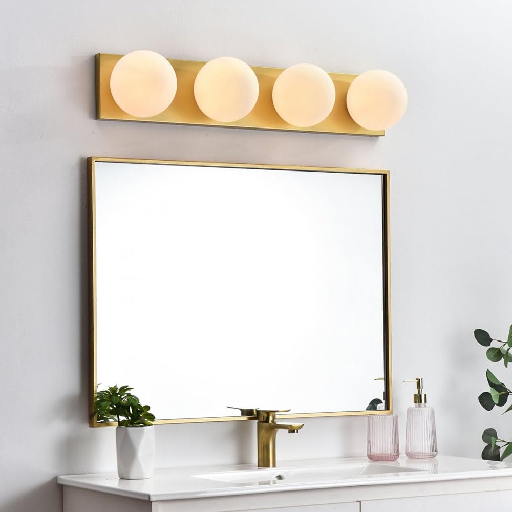 Living District Jaylin 4-Light Iron & Glass Bath Sconce in Black/Frosted White