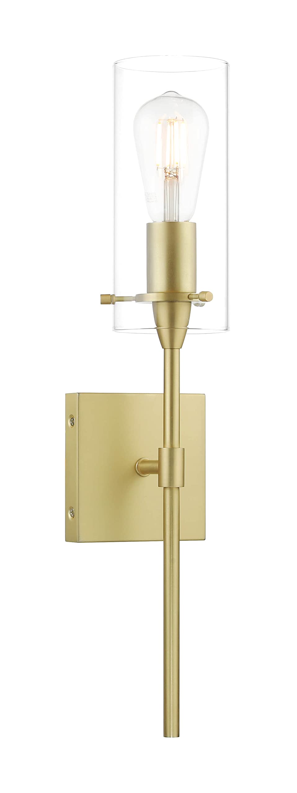 Xinbei Lighting Gold Wall Sconce Modern Single Bathroom Sconce Light With Clear Glass Brass Wall Light Fixtures For Vanity & Liv