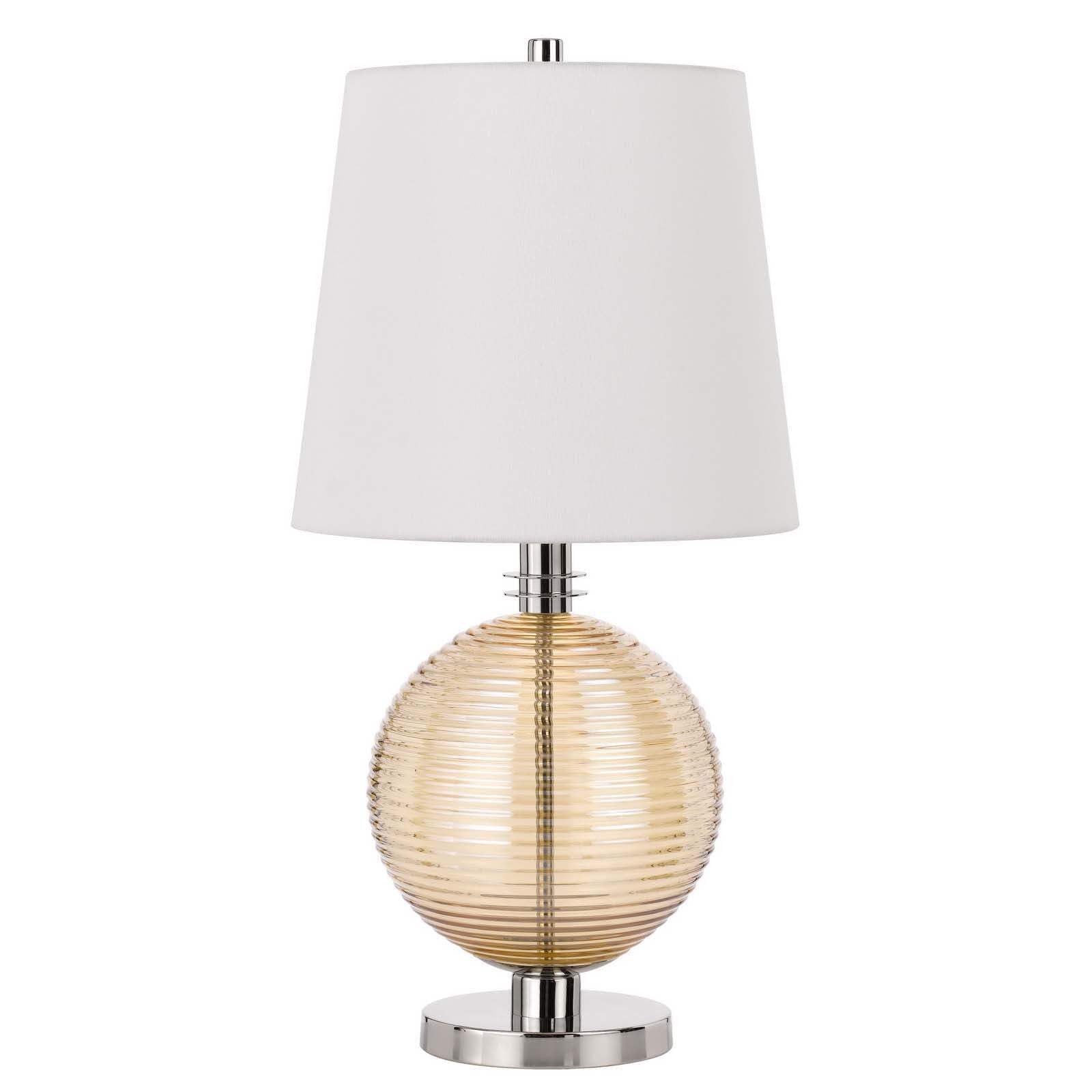 HomeRoots Nickel Metal Table Lamp with White Empire Shade, Model 524723, 28 in. Height