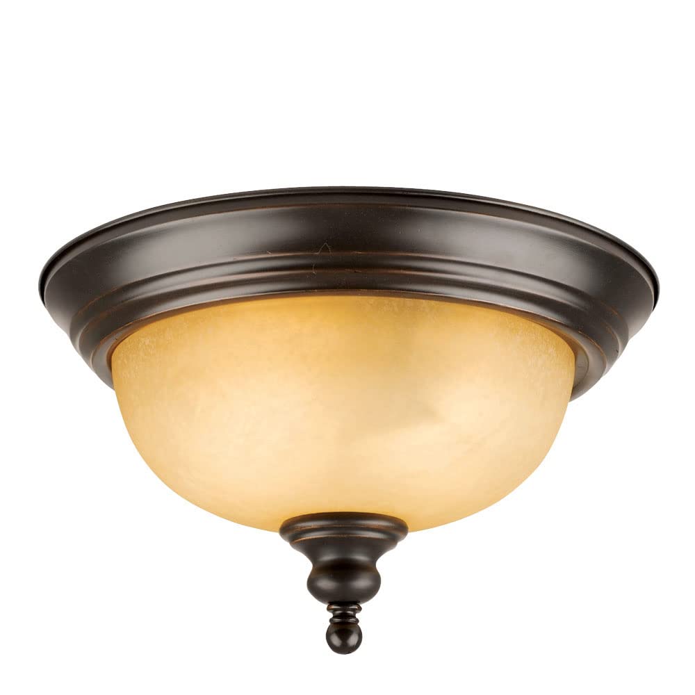 Design House 504399 Bristol Traditional 2-Light Indoor Flush Mount Ceiling Light Dimmable Tea-Speckled Glass For Bedroom Dining 