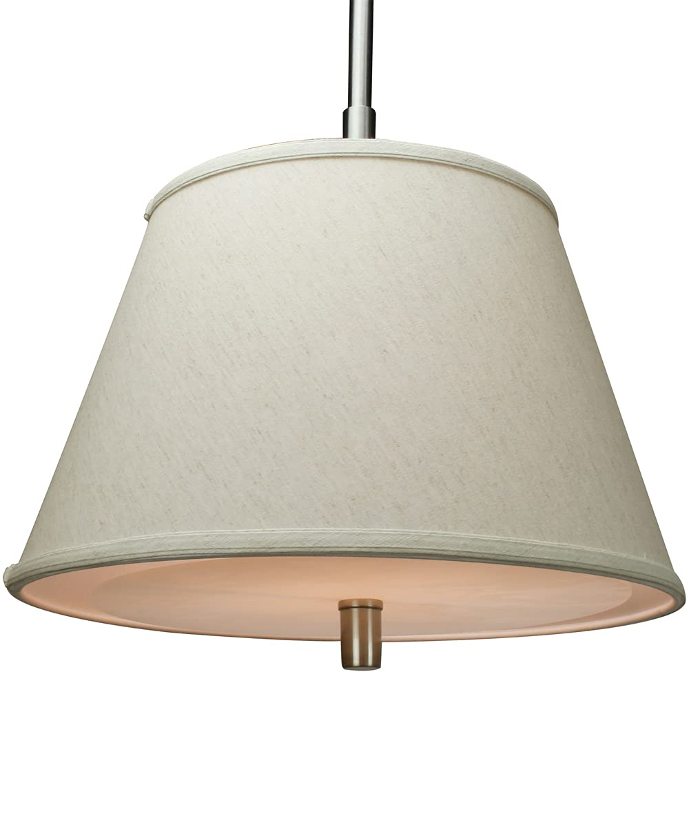Laura Ashley Pendant Light, Satin Nickel, Empire Textured Oatmeal Shade, Slotted UNO, Diffuser