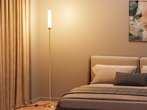 Ambimall LED Floor Lamp with Remote Control, 65in Adjustable 3000K-6500K, 5%-100% Brightness, Gold, Model RPT-ZGLED1-