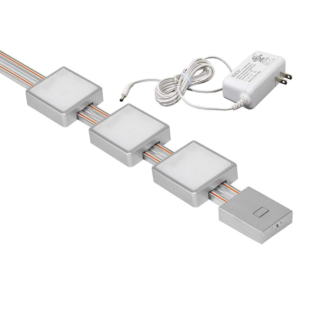 Jesco Lighting Kit-Rz-T12-Sq2-30Wh Radianz 2-Light Dimmable Square Led Track Lighting Kit, White, 12&quot;