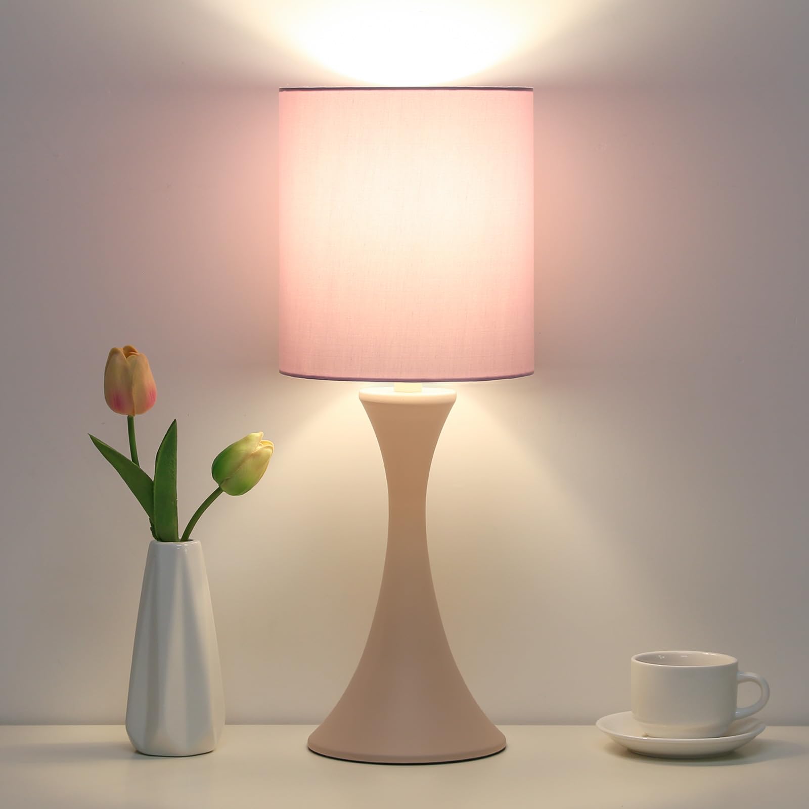 Pink Touch Lamp, 3 Way Touch Control Desk Lamp, Bedside Dimmable Lamp Decorative Nightstand Lamp, Small Night Light for Girls, L