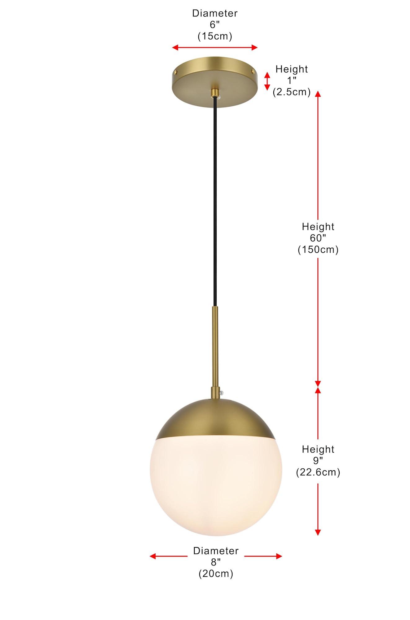 Living District Eclipse 1-Light Metal & Glass Pendant in Black/White