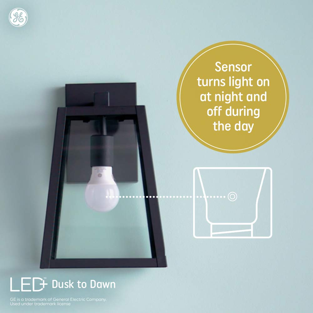 Ge Lighting Led+ Dusk To Dawn Outdoor Light Bulb, Sunlight Sensor, Soft White, Automatic On/Off Light Sensing Bulb A19 Light Bulb (1 Pack)
