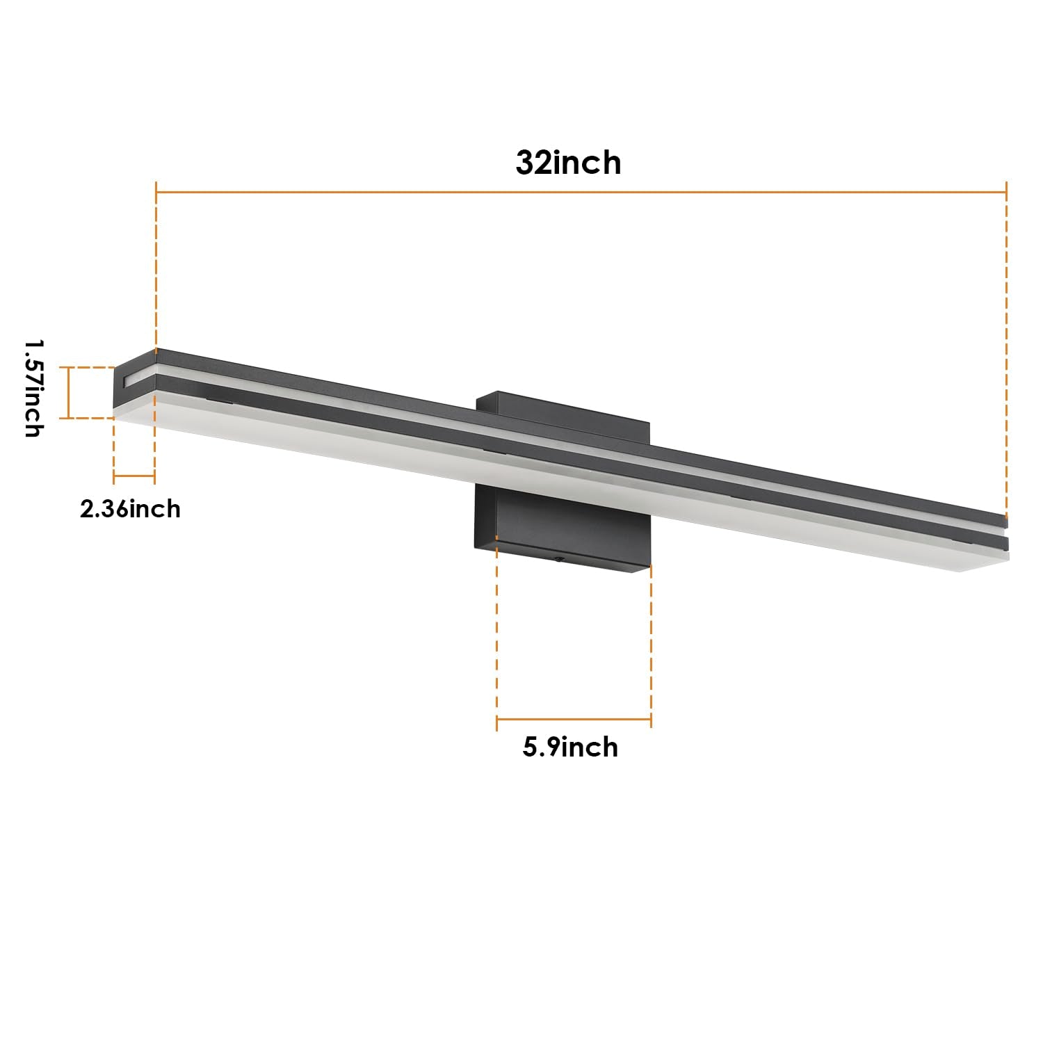 Sinerise 32-Inch Led Modern Bathroom Vanity Light Bar, Matte Black Modern Acrylic Bathroom Wall Lighting Fixtures Over Mirror (C