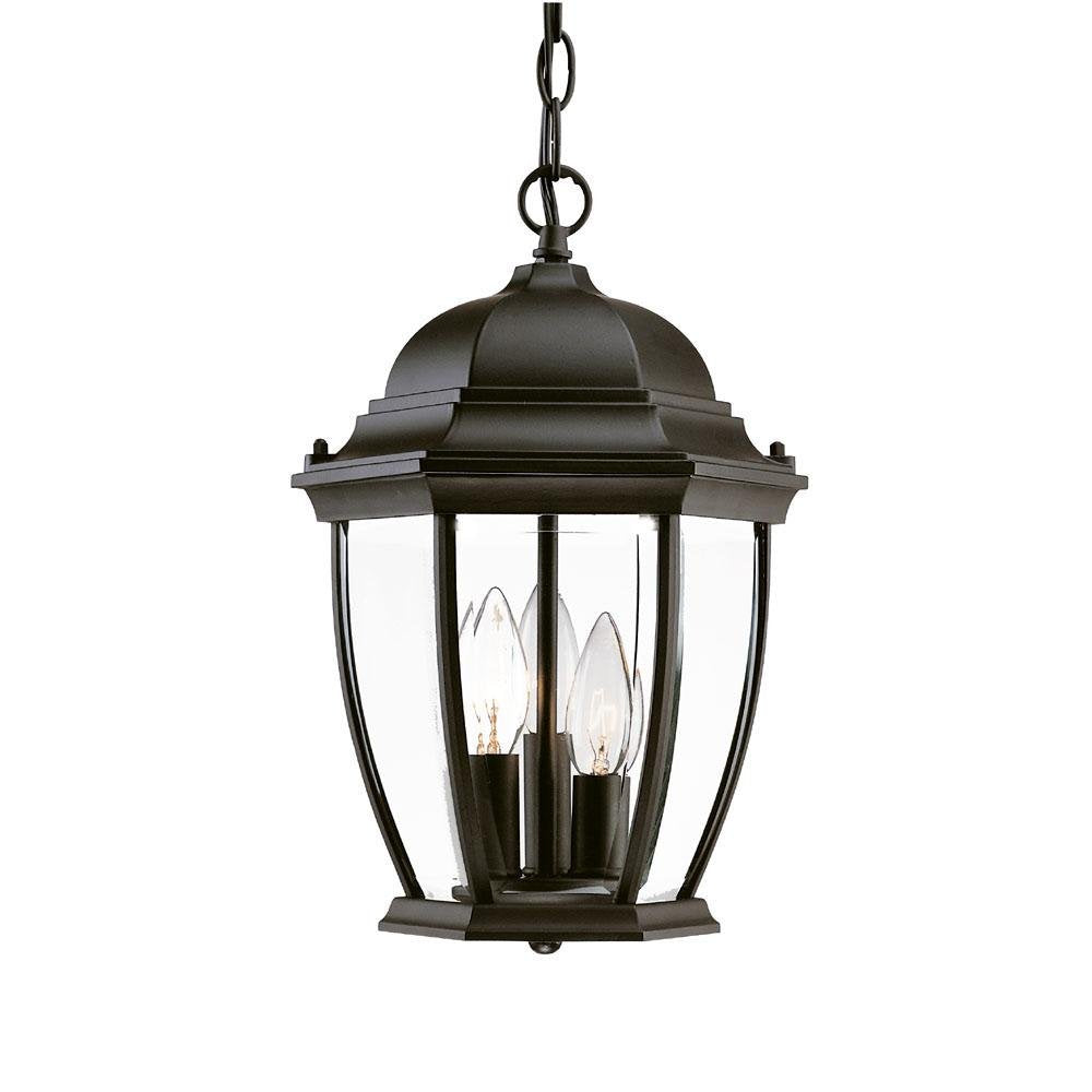 Acclaim Lighting 3-Light Outdoor Hanging Lantern, Matte Black, Glass, 9.5 x 14.75, Model 5036BK