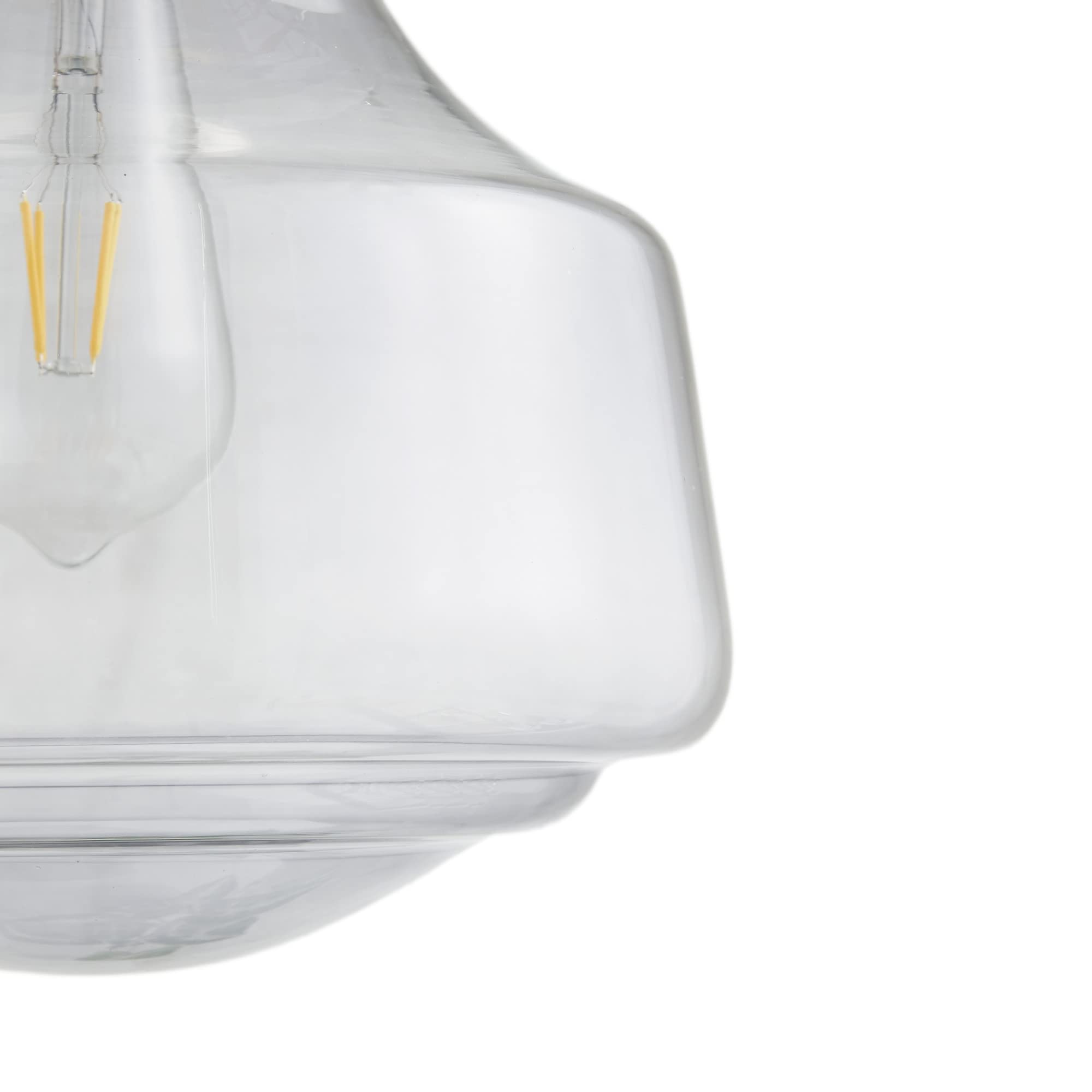 Hampton Hill Glass Pendant Light Fixture, Adjustable Bell-Shaped, Iron/Glass, 9.75in Dia x 49.25inH, Smoke Grey, Model FB151-1161