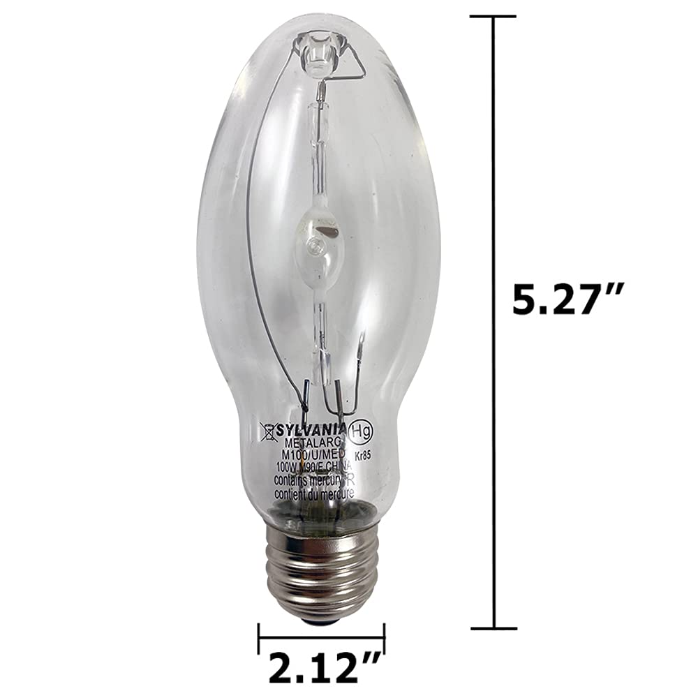 SYLVANIA M100/U/MED 100W Metalarc Pulse Start HID Bulb, Clear, Model 64818, 1 Count