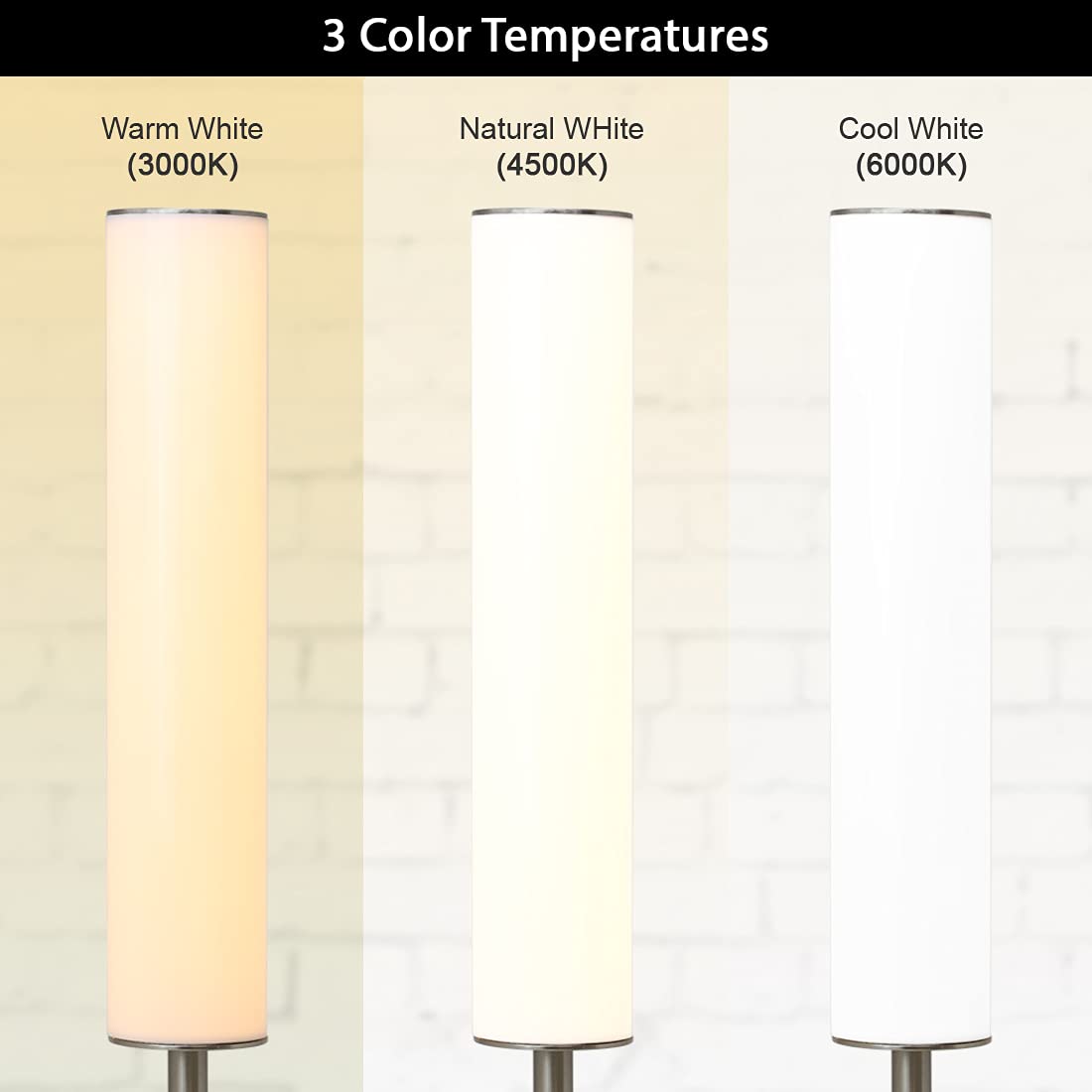 O'Bright LED Cylinder Floor Lamp, Remote Control, Dimmable 3000K-6000K, Brushed Nickel, Model OB-FL09D, Minimalist Design for Living Room &