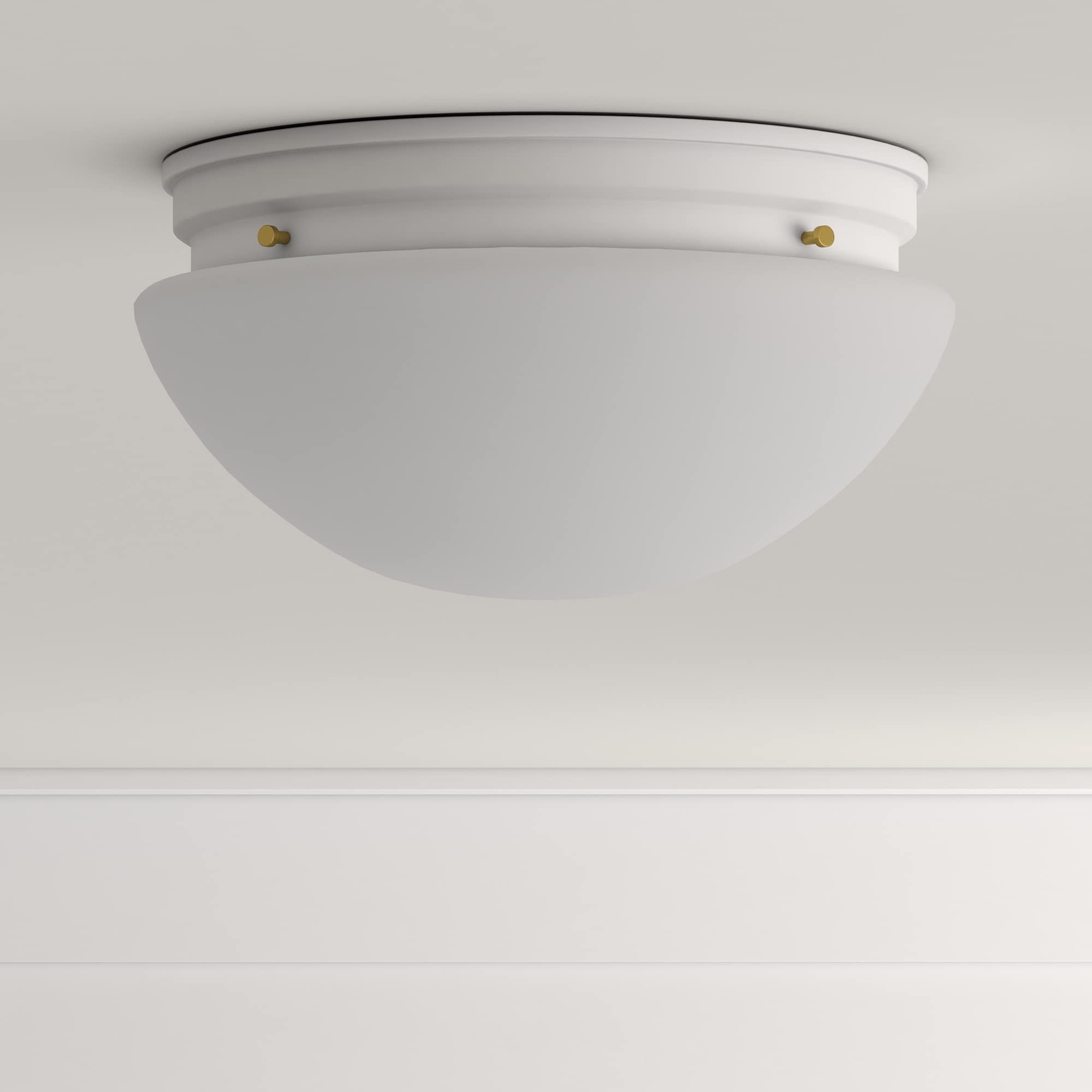 Designers Fountain 9 In 2-Light Flush Mount Ceiling Light With Frosted Glass Shade, White, 4732-Wh