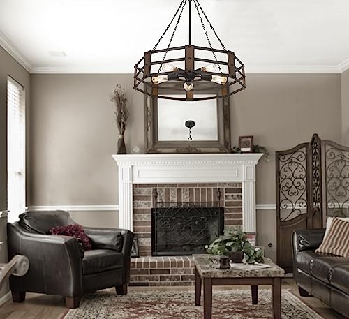 Cal Provo Metal Chandelier, 27in Height, Iron Finish, 26.5inW x 27inH, Model FX-3766-5