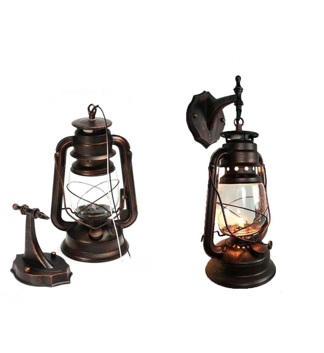 7PMBEANE Rustic Wall Sconce Lantern Light, Vintage Metal Fixture, Waterproof, E26 Base, Anti Copper, W7 x H15