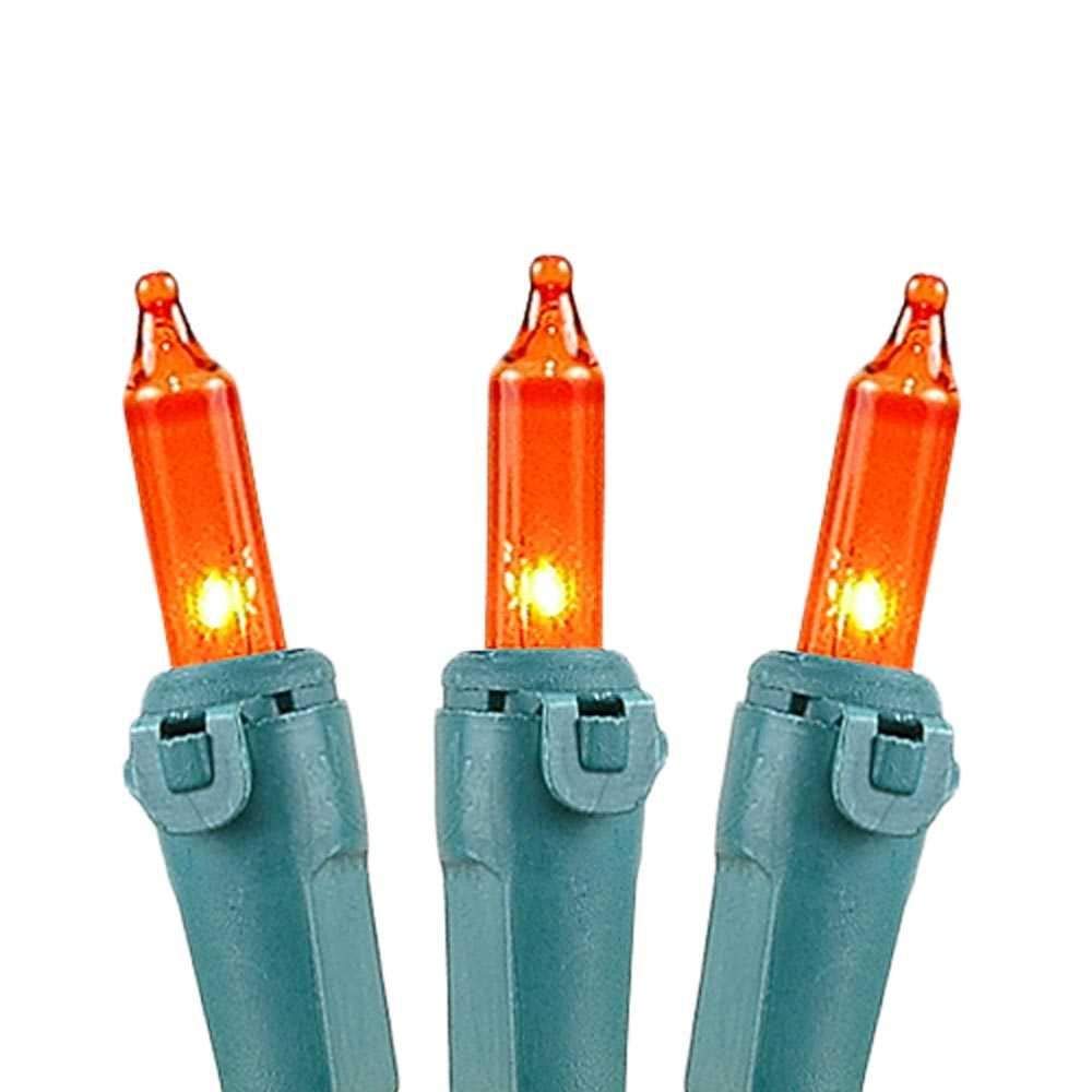 Novelty Lights 50 Light Mini String Light Set, Amber, 11 Long, Green Wire, Indoor/Outdoor, UL Listed, Model MRD-25B-2