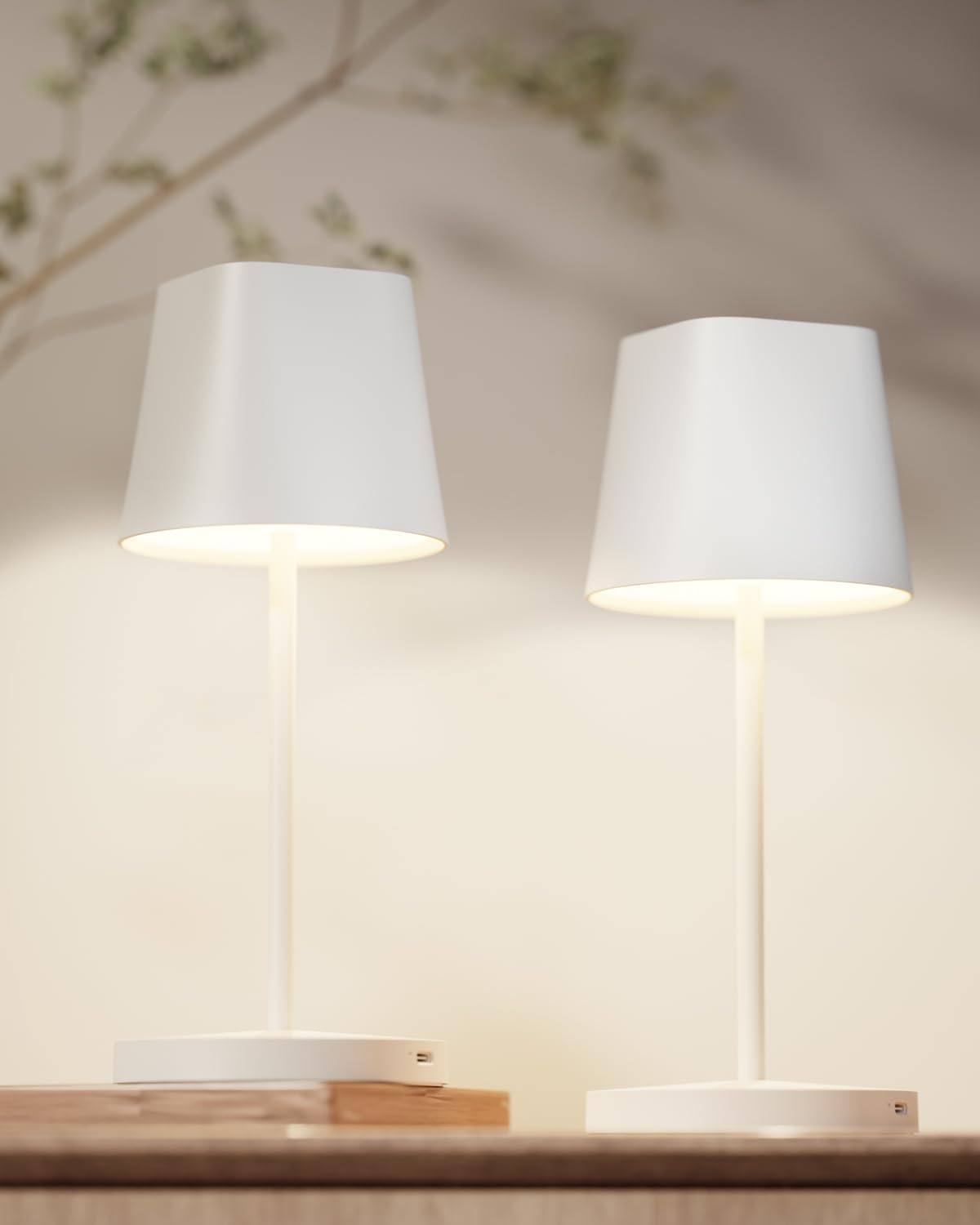 Quntis 2 Pack Cordless Led Table Lamp - Touch Dimmable, Rechargeable, White, Perfect For Home & Outdoor