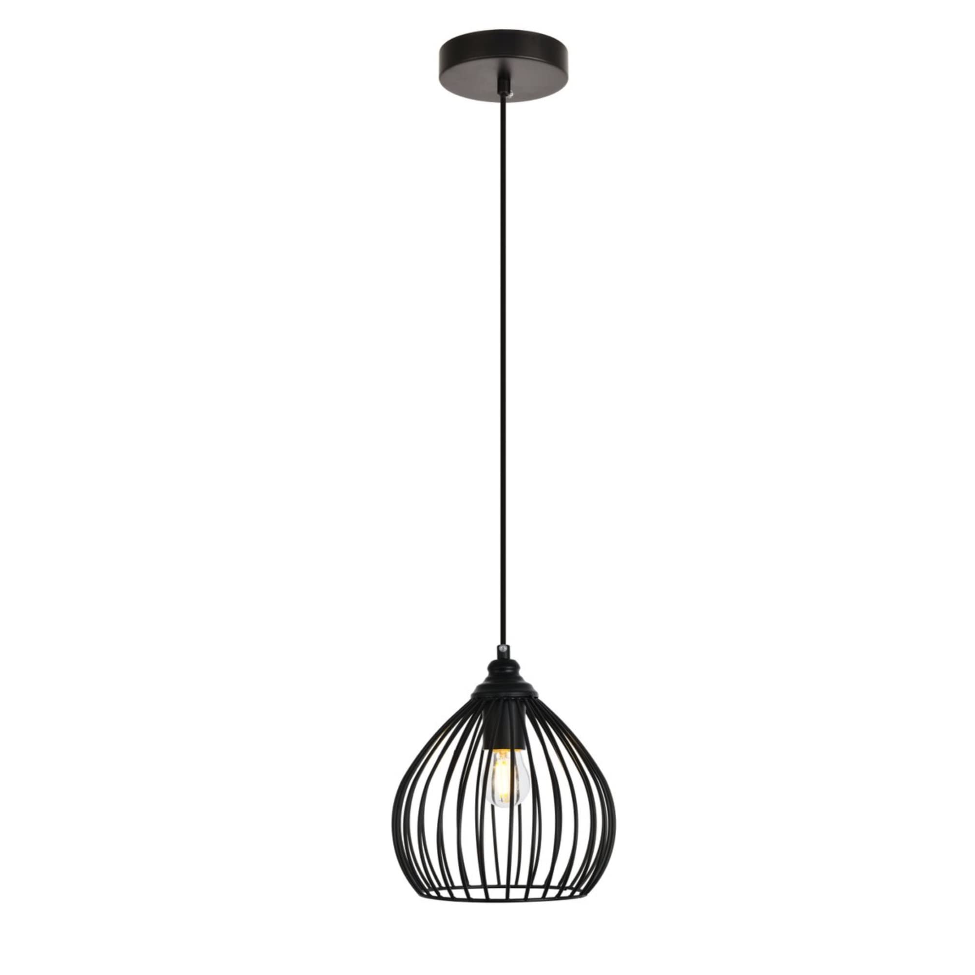 Elegant Lighting Living District Sayer 1-Light Transitional Metal Pendant in Black