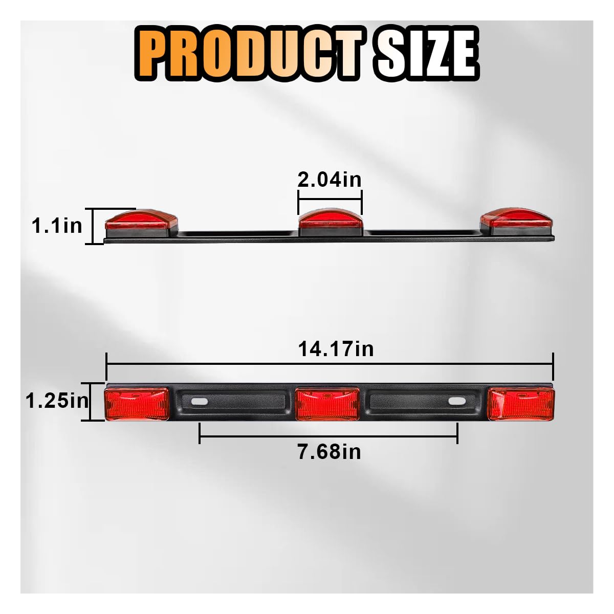 Glsowee Car Trailer Tail Light Bar, 3-Light 9 Led Gap Identification Marker Light Strip With Stainless Steel Bracket, Identifica