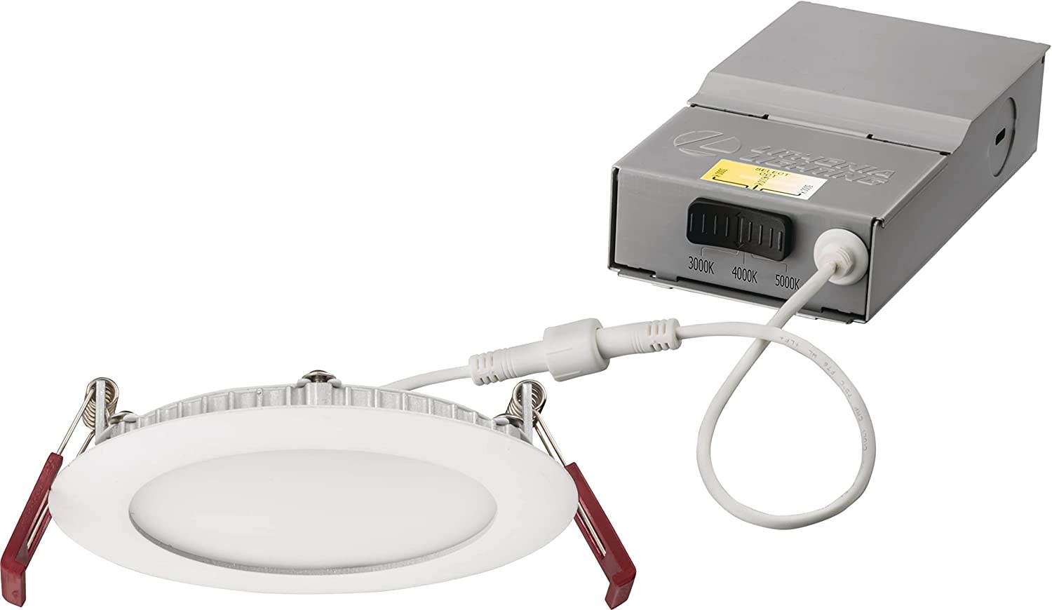 Lithonia Lighting WF4 LED 30K40K50K 90CRI BN M6 Recessed Wafer Downlight with Ultra Thin Round Trim, Color Temperature Selectabl