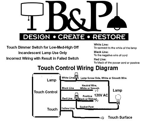 B&P Lamp Touch Control Switch, Model 40123, Plastic Material