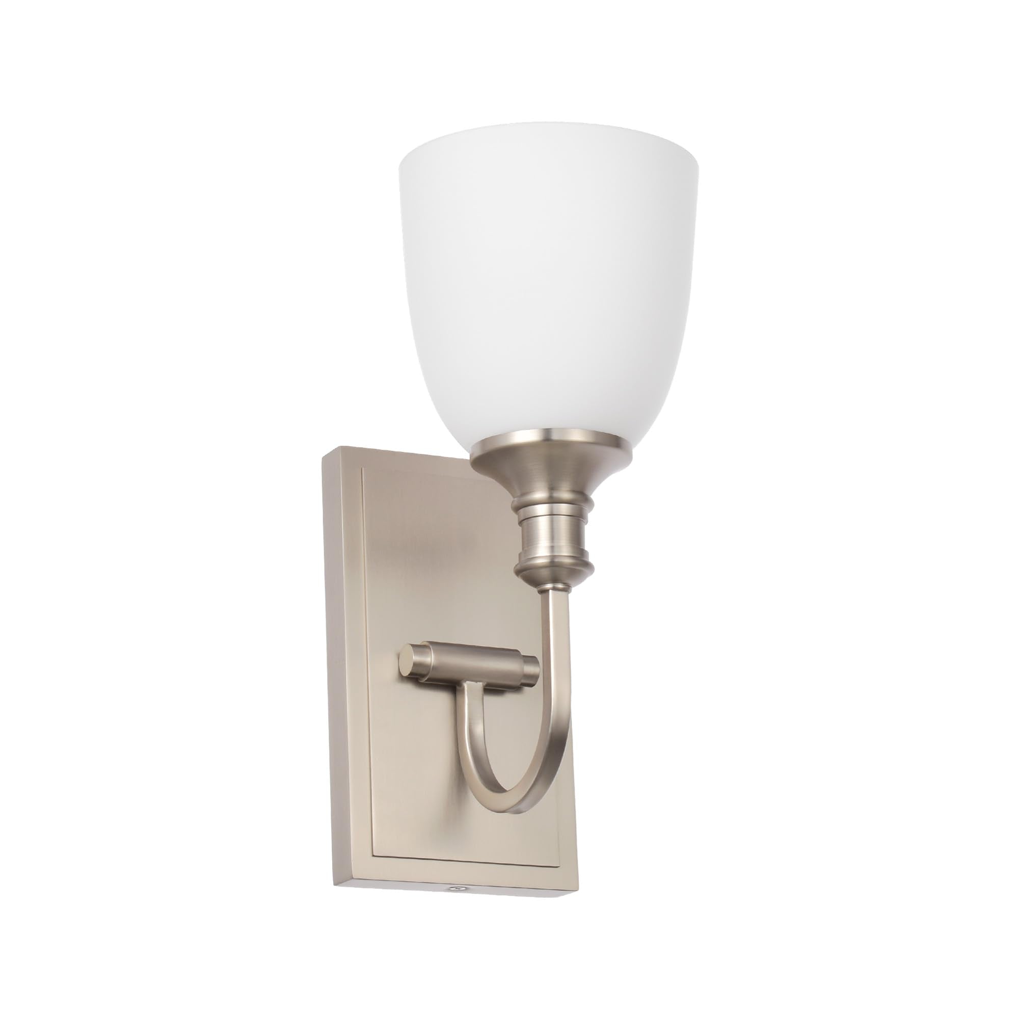 Hanaloa Wall Sconce Light, Vintage Sconces Wall Lighting In Brushed Nickel, 1 Light Bathroom Vanity Lighting With Opal Glass Shade, Wall Light For Bedroom Bathroom Living Room Entryway Hallway