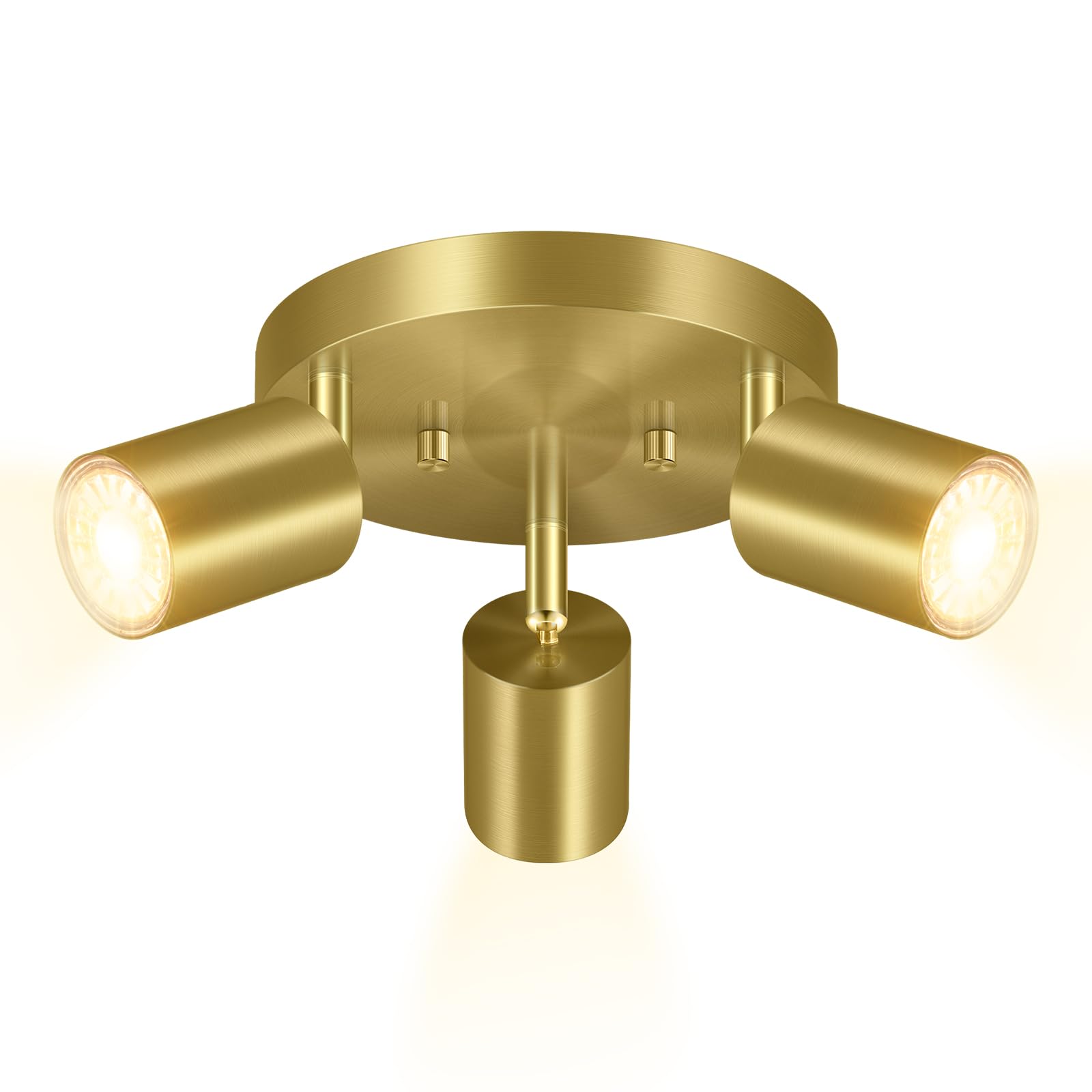 BoostArea LED Track Lighting Kit, 3 Light, Gold, Metal, Model C0303, Rotatable Heads for Kitchen, Living Room, Bedroom